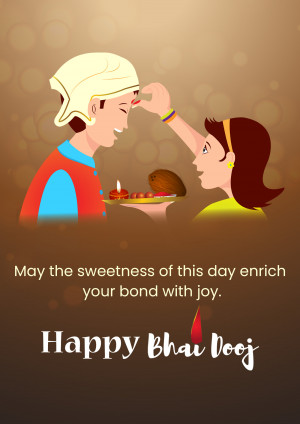 Illustration of a sister applying tilak to her brother's forehead on Bhai Dooj