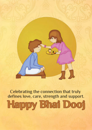 Illustration of a sister applying tilak to her brother's forehead on Bhai Dooj