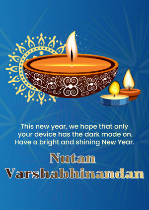 Diya lamp with New Year wishes