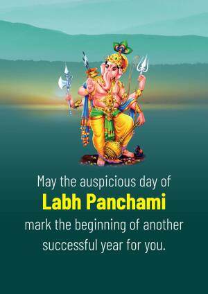 Image of Lord Ganesha with Labh Panchami wishes