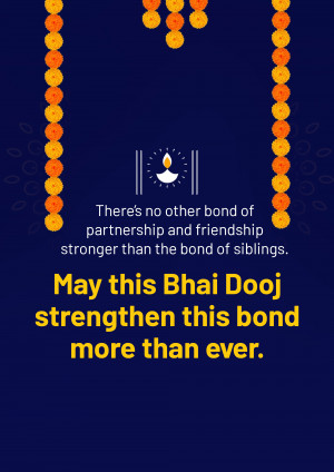 Bhai Dooj greeting with marigold flowers and a lamp