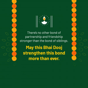 Bhai Dooj greeting card with marigold flowers and a diya.