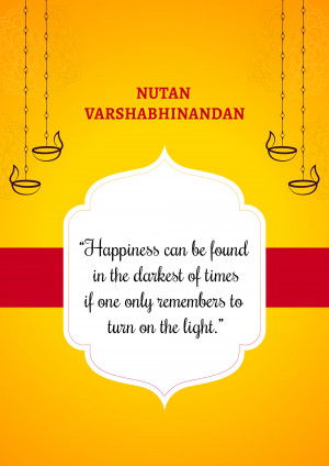 Nutan Varshabhinandan greeting with lamps and a motivational quote
