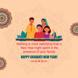 Family celebrating Gujarati New Year with sparklers
