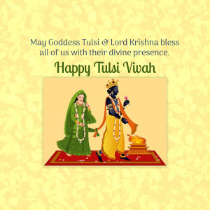 Image depicting Lord Krishna and Goddess Tulsi for Tulsi Vivah