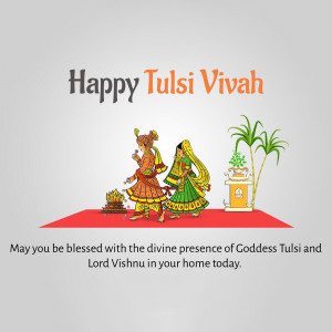 Illustration of Lord Vishnu and Goddess Tulsi for Tulsi Vivah