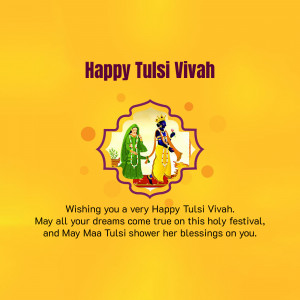 Image depicting Lord Krishna and Tulsi plant celebrating Tulsi Vivah