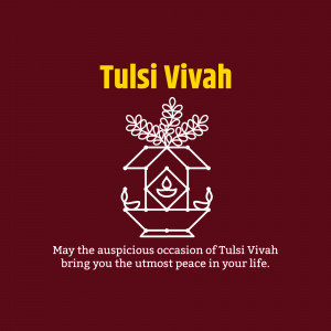 Tulsi Vivah illustration with text and decorative elements