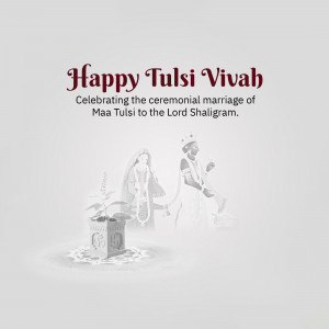 Image depicting the ceremonial marriage of Maa Tulsi to Lord Shaligram for Tulsi Vivah