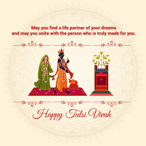 Illustration of Radha and Krishna for Tulsi Vivah