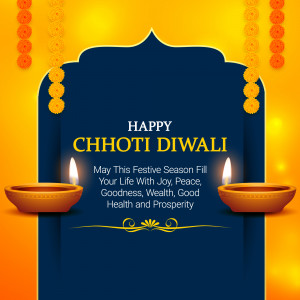 Chhoti Diwali greeting card with lit diyas and festive decorations