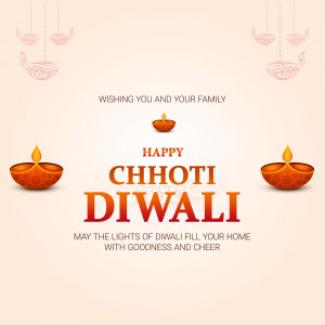 Chhoti Diwali greeting with diyas and festive text