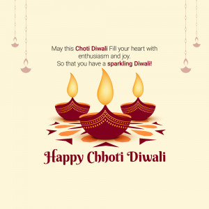 Chhoti Diwali greeting with lit diyas