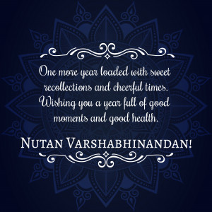 Decorative image with text wishing a Happy New Year in Hindi and English.