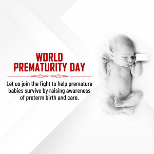 Image promoting World Prematurity Day with a baby and text about raising awareness.