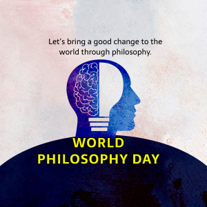 Image depicting a human head silhouette with a brain and lightbulb inside, promoting World Philosophy Day.