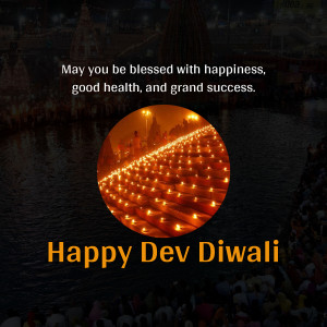 Dev Diwali celebration with lit diyas along the Ganges River