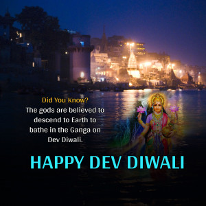 Dev Diwali festival scene with Goddess Lakshmi and illuminated ghats of Varanasi
