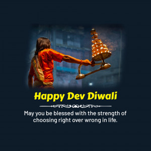 A person performing aarti with a lit lamp during Dev Diwali celebration.