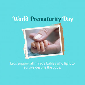 Image depicting a parent holding a premature baby's hand, promoting World Prematurity Day.