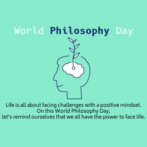 Illustration of a head with a plant growing from the brain, celebrating World Philosophy Day.