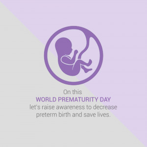 Illustration of a fetus in a circle with text promoting World Prematurity Day