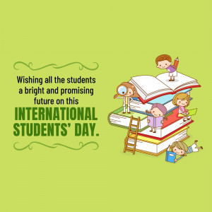 Illustration of students with books celebrating International Students' Day