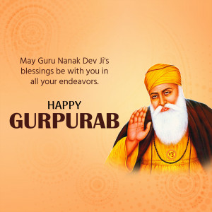 Image of Guru Nanak Dev Ji with Gurpurab greetings