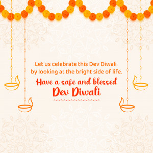 Dev Diwali festive background with marigold flowers and oil lamps