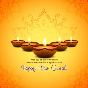 Diwali lamps lit against a golden background with a festive greeting.
