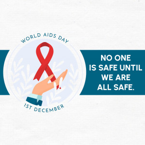 World AIDS Day graphic with a red ribbon and hands