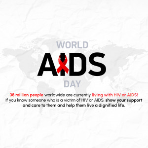 World AIDS Day poster with a red ribbon and global map