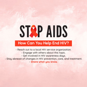 Image promoting AIDS awareness with a red ribbon and information on how to help end HIV.