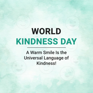 World Kindness Day graphic with text and smiling faces