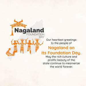 Nagaland Foundation Day celebration graphic with traditional dancers and map