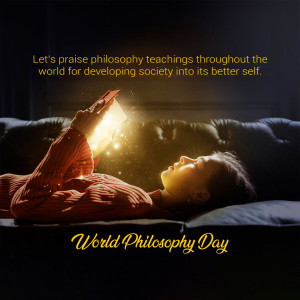 Person reading with light emanating from a book, celebrating World Philosophy Day.