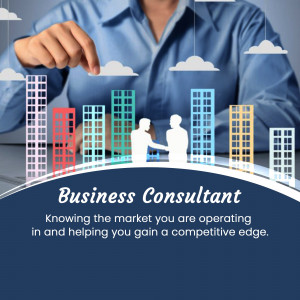 Image depicting a business consultant analyzing market data with paper building models.