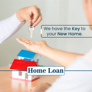 Hands exchanging keys with a miniature house representing a new home loan.