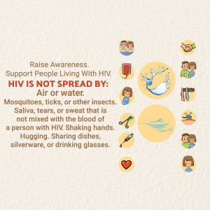Infographic illustrating common misconceptions about HIV transmission and how it is not spread.