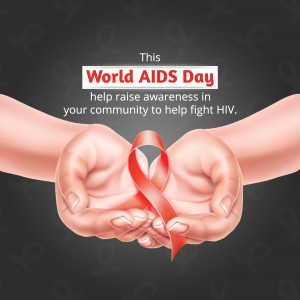 Hands holding a red ribbon for World AIDS Day