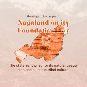Image celebrating Nagaland Foundation Day with a map of the state.