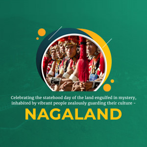 Image depicting Naga tribal people with text celebrating Nagaland Statehood Day.