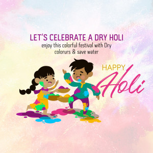 Illustration of children playing with dry colors for Holi festival