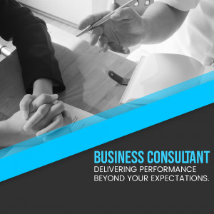 Hands clasped over a document with a business consultant theme