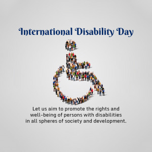 Image depicting a crowd of people forming the international symbol of accessibility for International Disability Day.