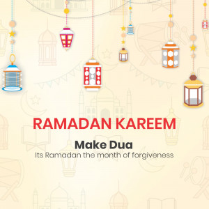 Ramadan Kareem background with lanterns and crescent moon