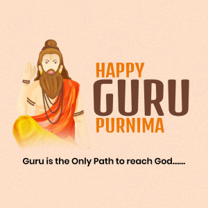 Illustration of a Guru with text 'Happy Guru Purnima'