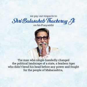 Portrait of Balasaheb Thackeray with tribute text