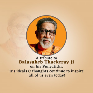 Portrait of Balasaheb Thackeray with tribute text