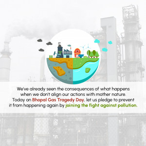 Illustration depicting a divided Earth with industrial pollution on one side and a healthy environment on the other, commemorating Bhopal Gas Tragedy Day.